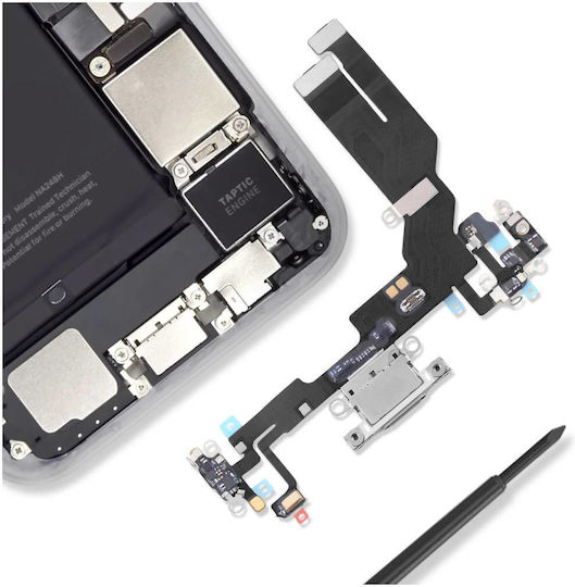Clappio Usb-c Charging Connector Iphone 16e Microphone Flex Cable White