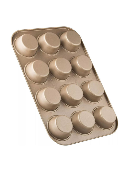 Zenker Φόρμα Ζαχαροπλαστικής για Cupcakes/Muffins 12 Θέσεων 38.5x26.5εκ. Gold 12τμχ