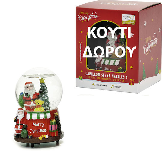 Коледна снежна топка с Дядо Коледа с Дядо Коледа и кученце 10x10x16см 1бр