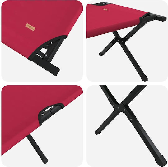 Folding Guest Bed Campaign Single Red Set 2 Pieces 210x80x46cm