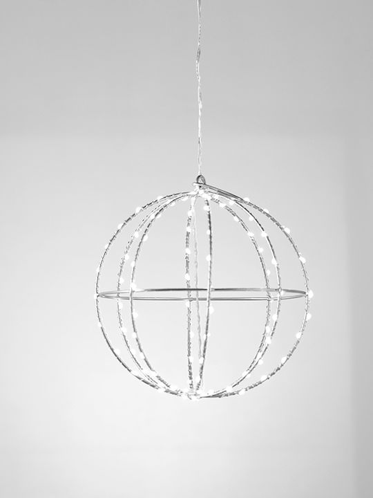 Aca "20cm Silver Ball" 96 Mini LED Lights CW Silver Copper Wire Adapter 4.5VDC IP44 3m Transparent Cable