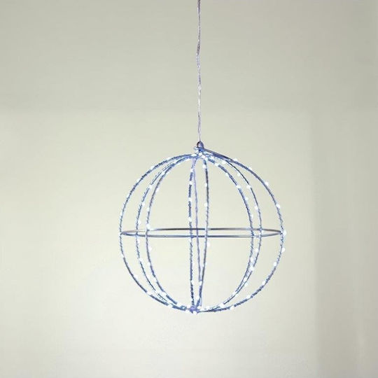 Aca "d20cm Silver Ball" 96 Mini LED Lights Blue Silver Copper Wire Adapter 4.5VDC IP44 3m Transparent Cable