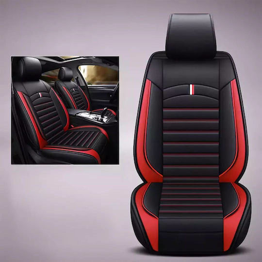 Waterproof Car Seat Covers Set 11 Pieces Leatherette Red
