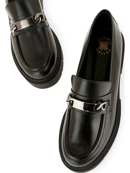 Δερμάτινα Γυναικεία Loafers σε Μαύρο Χρώμα