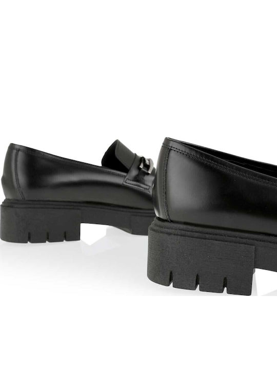 Δερμάτινα Γυναικεία Loafers σε Μαύρο Χρώμα