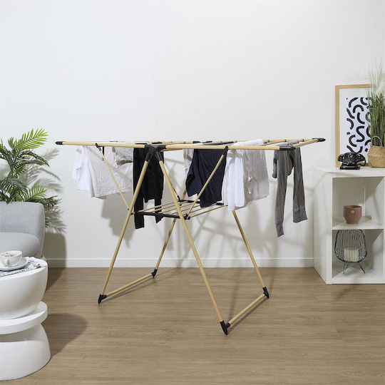 Folding Floor Metallic Clothes Drying Rack with 13m Hanging Length