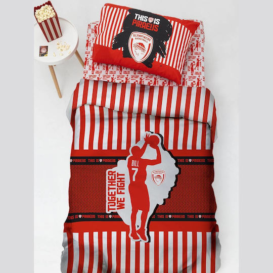 Palamaiki Single Set Olympiacos Bc8 White 170x260cm Palamaiki Single Set Olympiacos Bc8 White 170x260cm