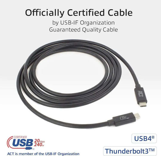 Act Cable USB-C USB-C 2 m USB4 20Gbps 240W USB-IF Certified