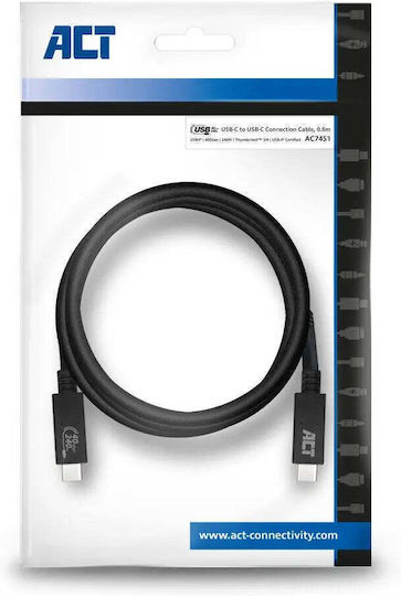 Act USB-C Кабел USB-C Към USB-C 0.8 М USB4 40Gbps 240W USB-IF Сертифициран