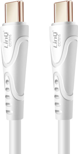 Linq USB-C to USB-C 4A Fast Charging 80W Cable in Flexible Silicone 1m White