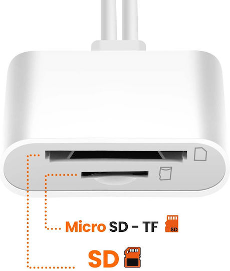 Linq Sd Micro-sd Card Reader To Usb-c Lightning 480mbps White
