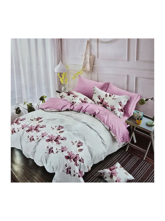 Kotonia Home Duvet Cover Set Double with 4 Pillowcases & 1 Sheet 200x230 Yoyo Floral