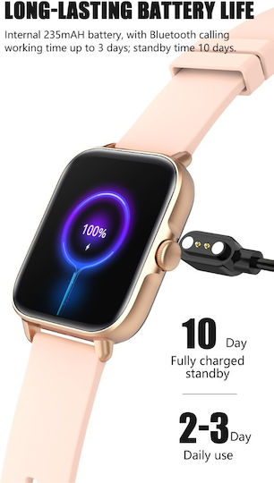 Techno Gold Smartwatch Idealstore Full Hd 1.7 Inch Screen 280x280 Resolution Blood Pressure Heart Rate Monitoring Ip67 Water Resistant Bluetooth Call Answering Multi-sport Mode Android Ios Operating System