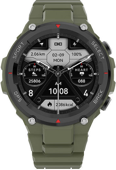Aluminium Smartwatch με Παλμογράφο (Πράσινο)