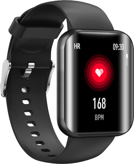 New FiT Aluminium Smartwatch με Παλμογράφο (Μαύρο)