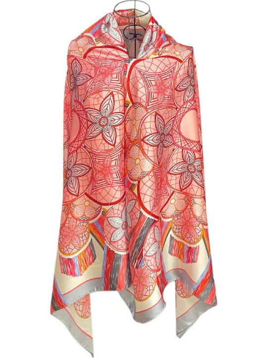 Women's 24e Scarf Made Vegetable Silk A Fine Silk Touch Pink Grey 180 X 82 Cm Women's 24e Scarf Made Vegetable Silk A Fine Silk Touch Pink Grey 180 X 82 Cm