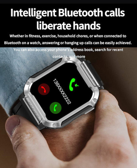 TaNK Aluminium Smartwatch με Παλμογράφο (Ασημί)