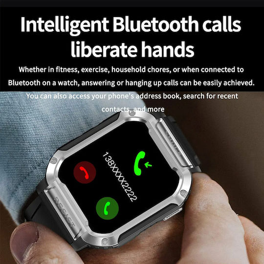 TaNK Aluminium Smartwatch με Παλμογράφο (Ασημί)