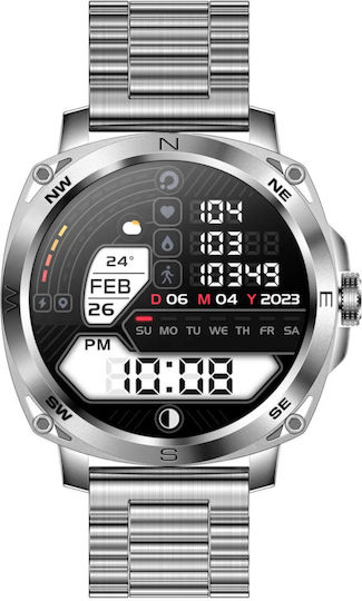 RisenFiT Aluminium Smartwatch με Παλμογράφο (Ασημί)
