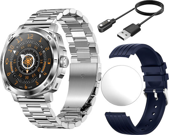 RisenFiT Aluminium Smartwatch με Παλμογράφο (Ασημί)