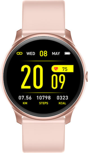 KrazyFit Aluminium Smartwatch με Παλμογράφο (Ροζ)