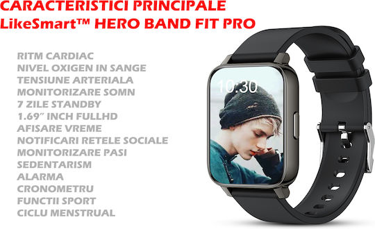 Hero Band FiT Pro Алуминий Смартчасовник с Пулсомер (Черен)