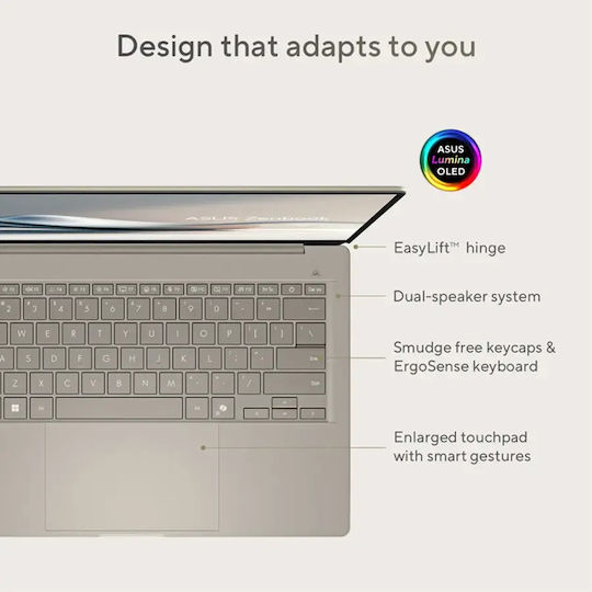 Asus Zenbook A14 UX3407QA-X1P512 14" OLED FHD+ (Snapdragon-X1P 42 100/16GB/512GB SSD/W11 Home) (US Keyboard)