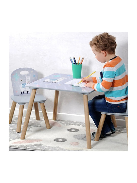 Alpaka Kids Table and Chairs Set made of Wood Gray Kesper