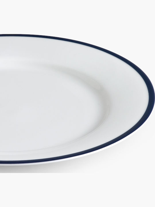 Ionia Platte Mediterraneo 30cm Servierplatte aus Porzellan White - Blue mit Durchmesser 30cm 1Stück