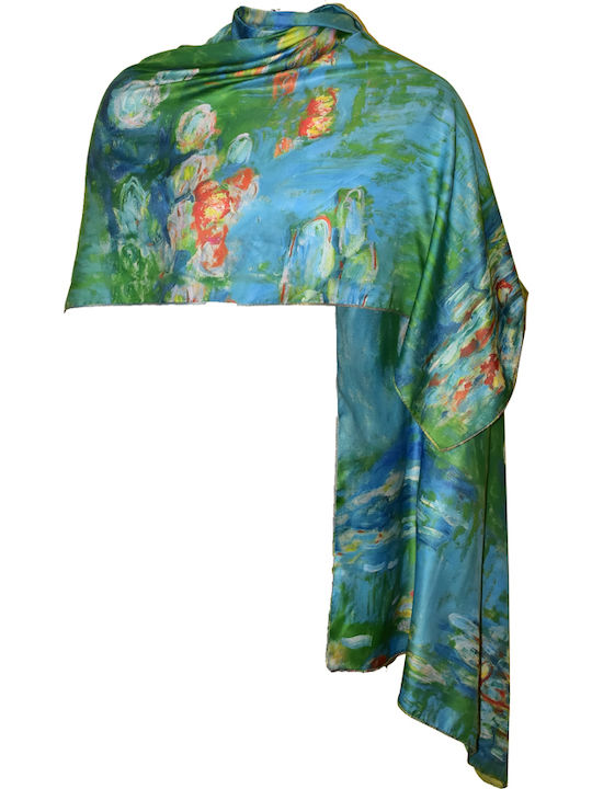 Two-sided Painted Scarf Dacali Silk Fu Blue Two-sided Painted Scarf Dacali Silk Fu Blue