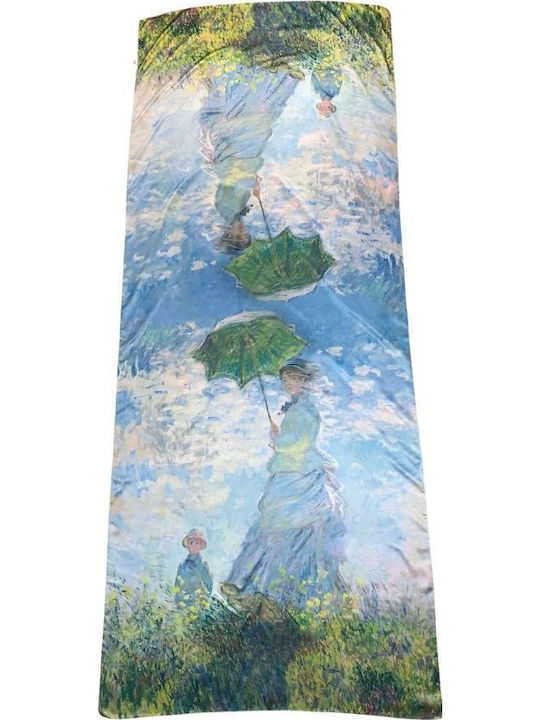 Two-sided Painted Scarf Dacali Silk Fu Blue