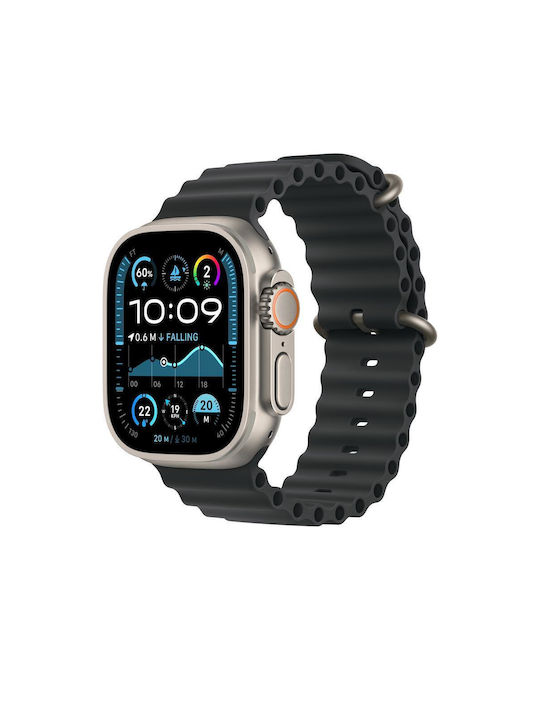 Apple Ocean Band Extension - Natural Titanium Finish Каишка Силикон с Pin Черно (Apple Watch 46 мм)