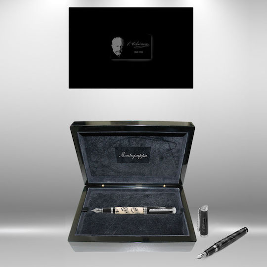 Montegrappa Πένα Γραφής Λευκή από Ορείχαλκο με Μπλε Μελάνι