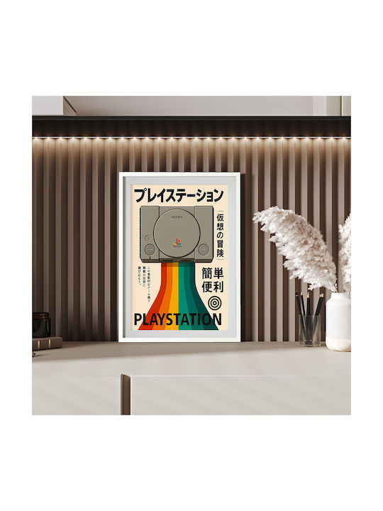 Gaming Poster Playstation 1 Japanese Edition Gm2390 21cm X 30cm White Frame PVC