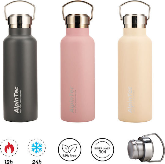 AlpinPro Recycelbares Thermosflasche Kunststoff / Rostfreier Stahl BPA-frei 550ml Grau