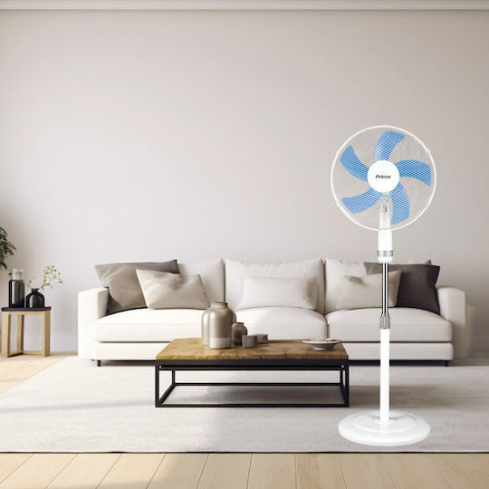 Primo PRSF-80447 Ανεμιστήρας Ορθοστάτης 50W Διαμέτρου 40cm Λευκός