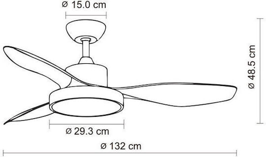 Primo PRCF-80616 Ventilator De Tavan 130cm Cu Lentile De Mărire Maro / Alb