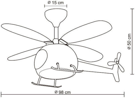 Primo Prcf-80678 Ceiling Fan 98cm With Light Fixture White / Blue