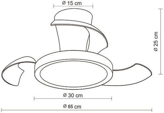 Primo Prcf-80685 Ceiling Fan 66.04cm with Light Fixture Transparent Blue