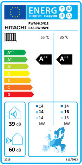 Hitachi Yutaki S Αντλία Θερμότητας 16kW Τριφασική 60°C Split