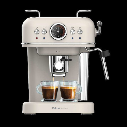 Primo PREM-40445 Automatic Espresso Machine 1050W Pressure 20bar Ivory-Chrome