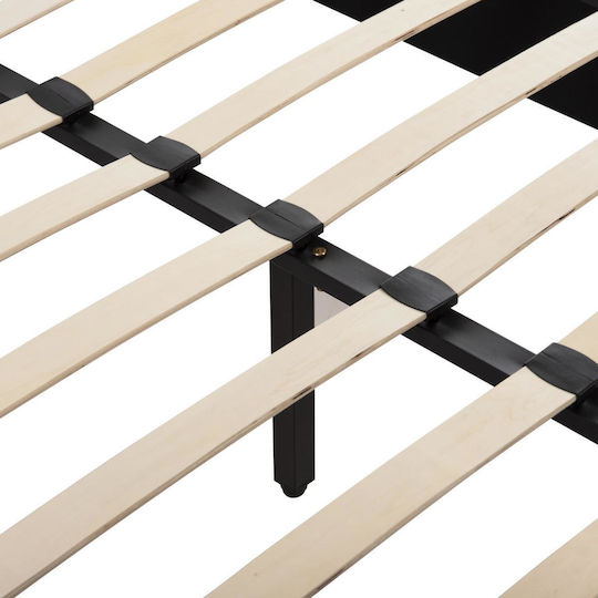 Maylin Bed Semi-double Upholstered with Fabric Gray with Slats for Mattress 120x200cm