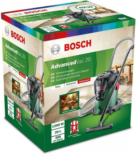Bosch AdvancedVac 20 Vacuum Wet / Dry 1200W with Plastic Bin 20lt
