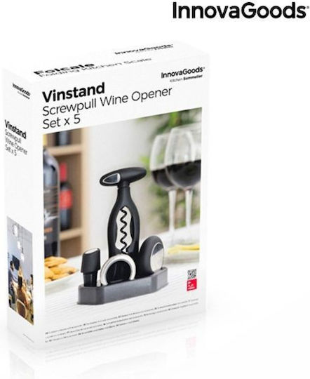 InnovaGoods Set de accesorii pentru vin Deschizător de capace, Inel de picurare, Deschizător de sticle de vin, Disc de suport 5buc V0103143