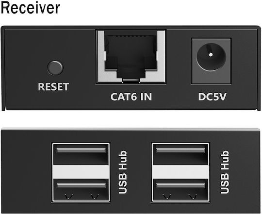 Digitus Usb Hub Extender Da-73120 4 X Ports Usb-a 2.0 150m Use Cat 6 Higher Black