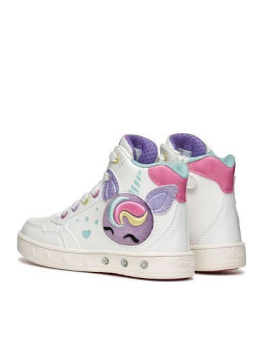 Skylin Kinder Sneakers Hoch Anatomisch mit Lichtern Weiß