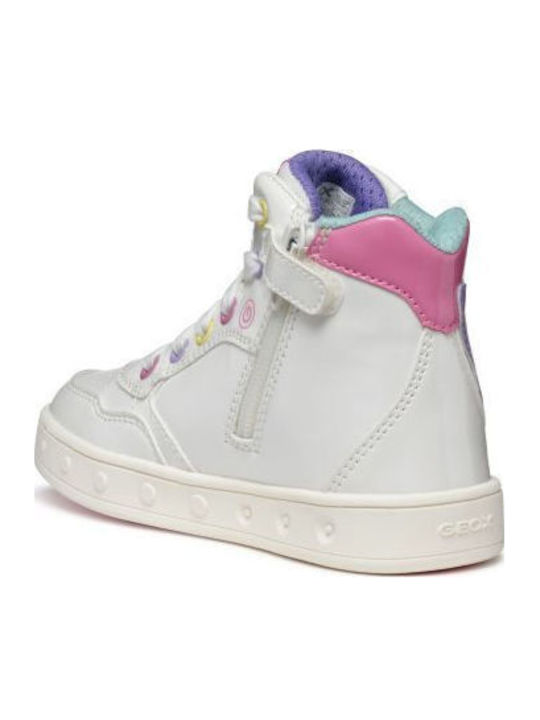 Skylin Kinder Sneakers Hoch Anatomisch mit Lichtern Weiß