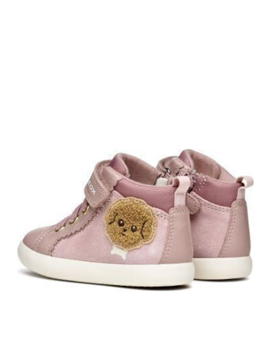 Sneaker Anatomisch Lederne Kinderstiefeletten mit Klettverschluss Rosa