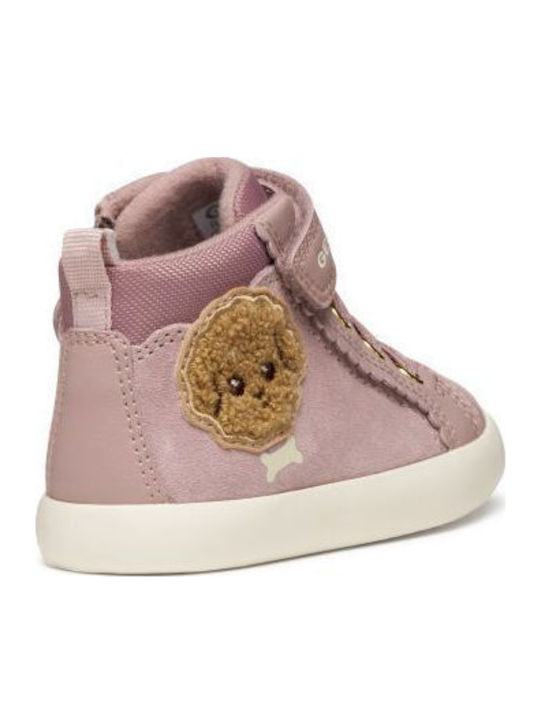 Sneaker Anatomisch Lederne Kinderstiefeletten mit Klettverschluss Rosa