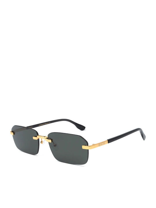 Faos Unisex Sunglasses with Gold Metal Frame and Green Lens